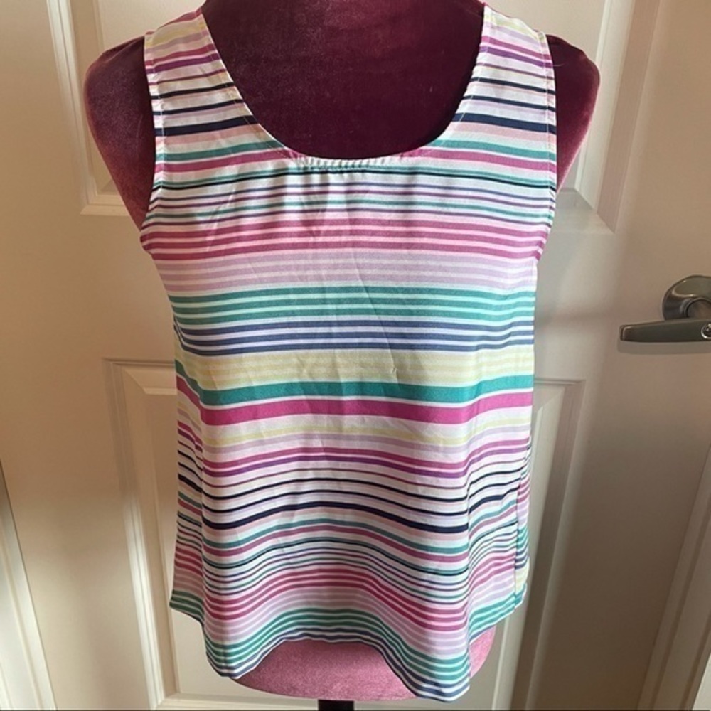 Zinga Multicolored Striped Top Buttons Open In Back SZ S